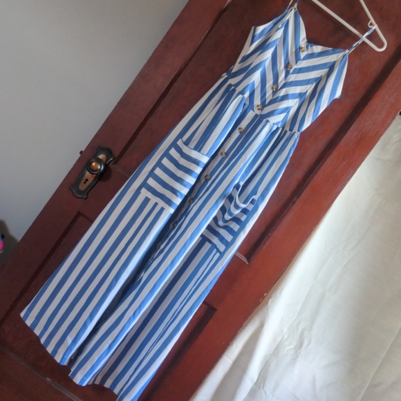 Blue striped Maxi dress - floor length - Picture 2 of 8